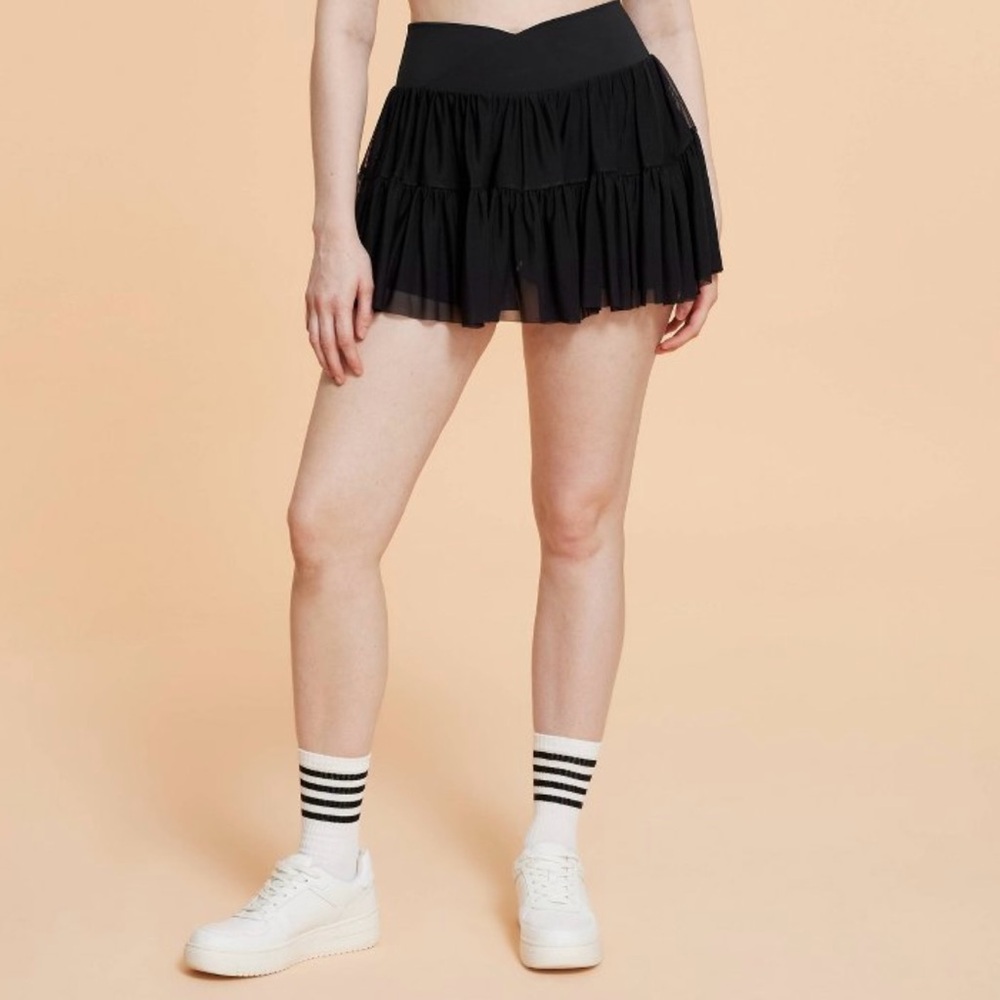 Blogilates Ballerina Skort Active Skirt Shorts Flare Swirl Jet Black Size XL NWT - Picture 8 of 10